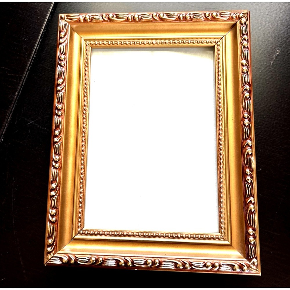 Vintage Ornate Gold Wood Picture Frame 4.5x7 Gold Gilt Tabletop Wall Decor
